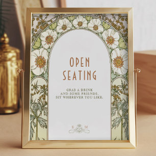 Offene Sitzplatzbeschilderung Vintage Art Nouveau Poster