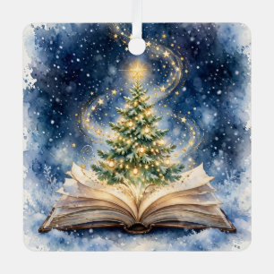 Offener Buch-Weihnachtsbaum — Quadratisches Metall Ornament Aus Metall