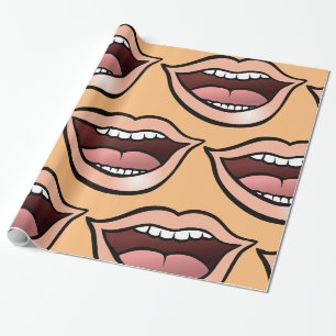 Offener Mund Lippen Zähne Zunge Geschenkpapier