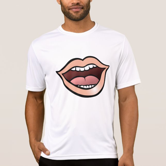 Offener Mund Lippen Zähne Zunge T-Shirt (Vorderseite)