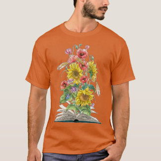 Offenes Aquarellbuch mit Sonnenblumen und Pflaumen T-Shirt