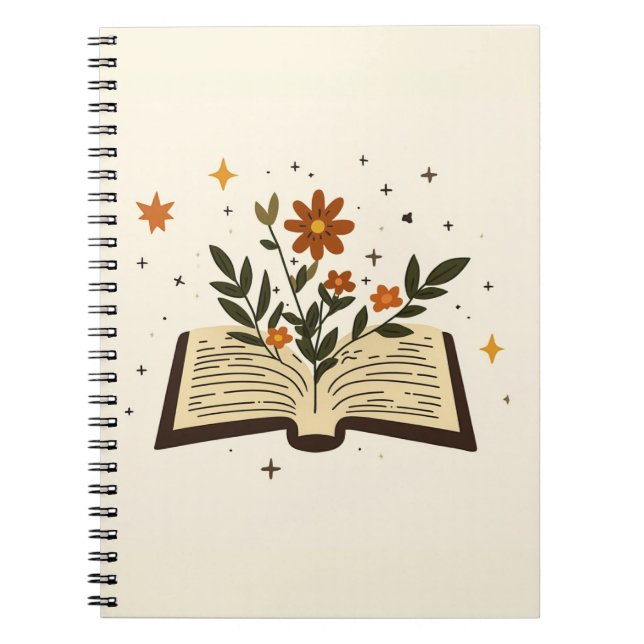 Offenes Buch Florale Magie Notizbuch (Vorderseite)