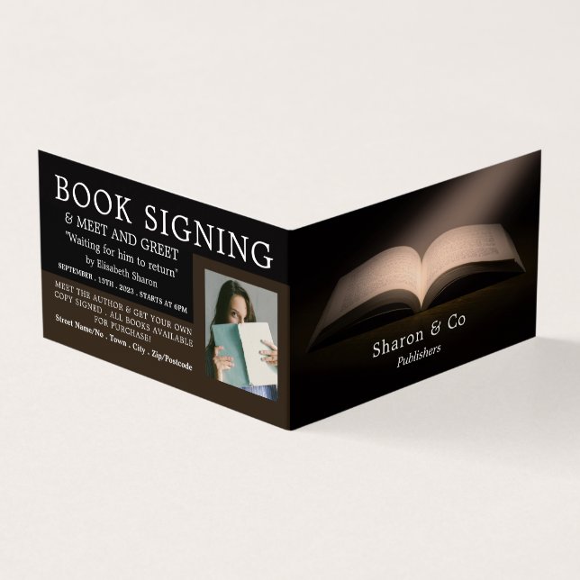 Offenes Buch, Herausgeber, Schriftsteller-Buchsign Visitenkarten (Vorderseite)