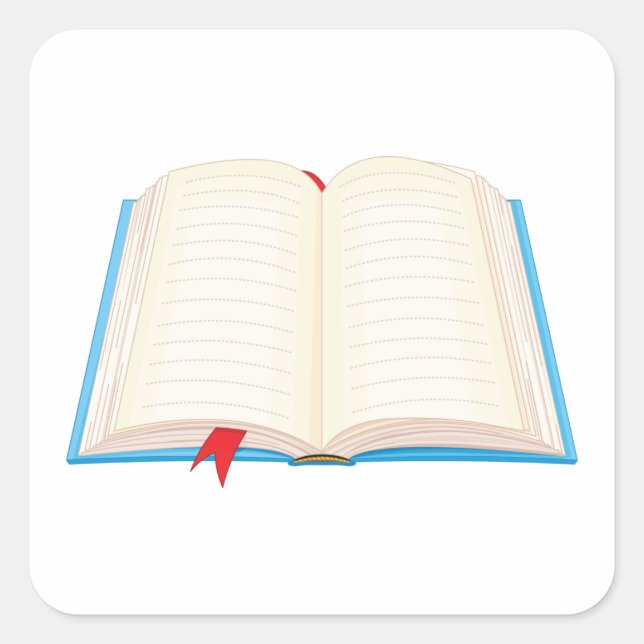 Offenes Buch Quadratischer Aufkleber (Vorderseite)