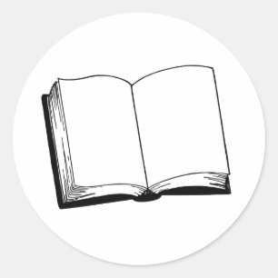 Offenes Buch Schwarz-Weiß-Aufkleber Runder Aufkleber