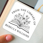Offenes Buch und Blume aus der Bibliothek des Buch Quadratischer Aufkleber<br><div class="desc">Fügen Sie Ihren Büchern eine persönliche Touch mit dem Buchzeichen "Ihr Name offenes Buch & Blume aus der Bibliothek" hinzu. Mit einem wunderschön illustrierten, offenen Buch mit zarten Blume, zeigt dieses individuelle Buchzeichen elegant "From the Library of", gefolgt von Ihrem Namen. Dieses zeitlose Design ist perfekt für Buchliebhaber, Lehrer und...</div>