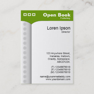 Offenes Buch (Vertikal) - Grün Visitenkarte