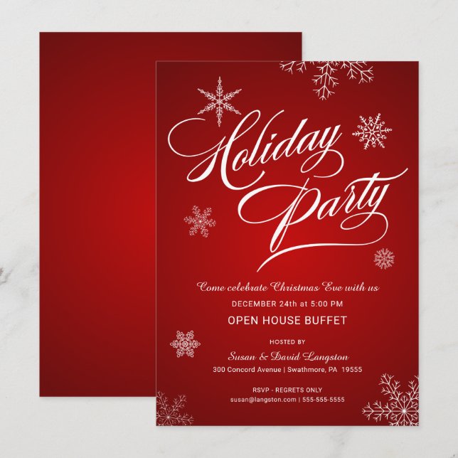 Offenes Haus-Buffet-Party Weihnachtsabends Einladung (Vorne/Hinten)