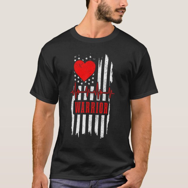 Offenes Herz Operation Warrior Patriotische Transp T-Shirt (Vorderseite)