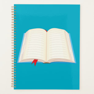 Offenes Linienbuch mit rotem Lesezeichen Planer