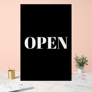 Offenes Schild Typografie Minimalistisch Schwarz W