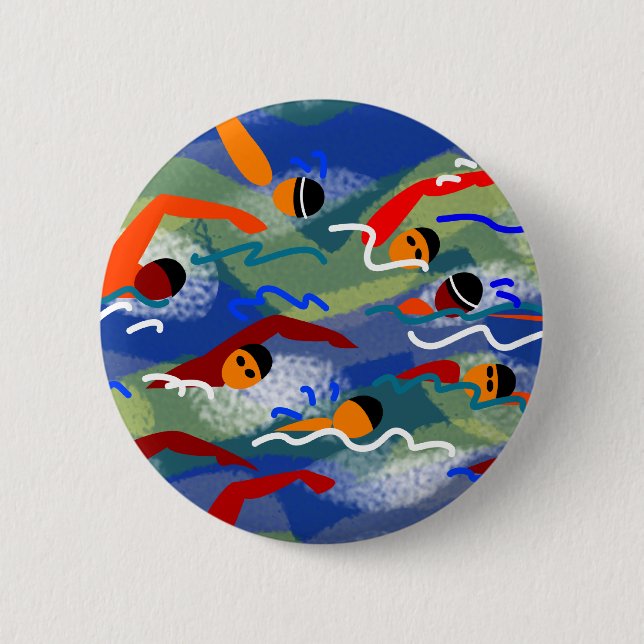 OFFENES WASSER Schwimmen Button (Vorderseite)