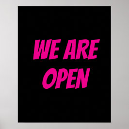 Offenes Zeichen, Schwarz/Rosa Zeichen speichern Poster