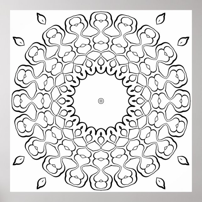 Offenes Zentrum Herz Mandala Malvorlage Design Poster (Vorne)