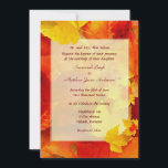 Offensichtlich Fall Border 12x18 Wedding Einladung<br><div class="desc">Herbstliche Hochzeitsfeier Einladungen. Hellorange und gelbe Blätter grenzen einen Hintergrund von Herbstlauben mit dunkelrotem Text im kalligraphischen Schriftart. Diese 12x18 Einladung lädt die Eltern zur "Ehe ihrer Tochter" ein.</div>