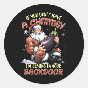 Offensive Weihnachtserwachsene Ual Innuendo Santa  Runder Aufkleber