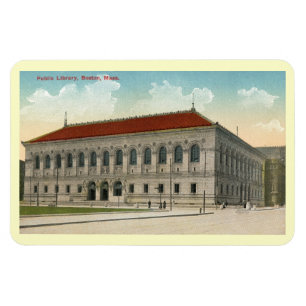 Öffentliche Bibliothek, Boston 1911 Vintage-Postka Magnet