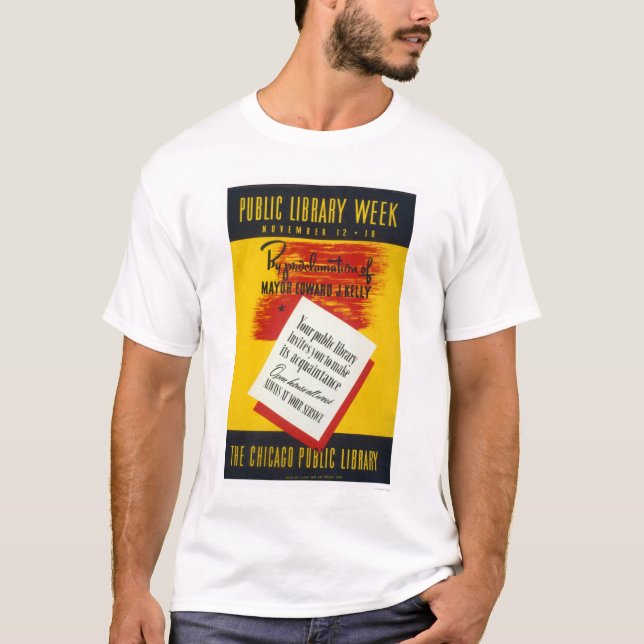 Öffentliche Bibliothek Chicago WPA 1940 T-Shirt (Vorderseite)