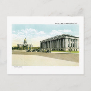 Öffentliche Bibliothek und State Capitol, Denver, Postkarte