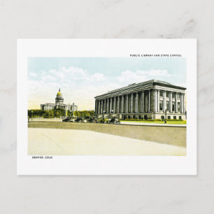 Öffentliche Bibliothek und State Capitol, Denver,  Postkarte