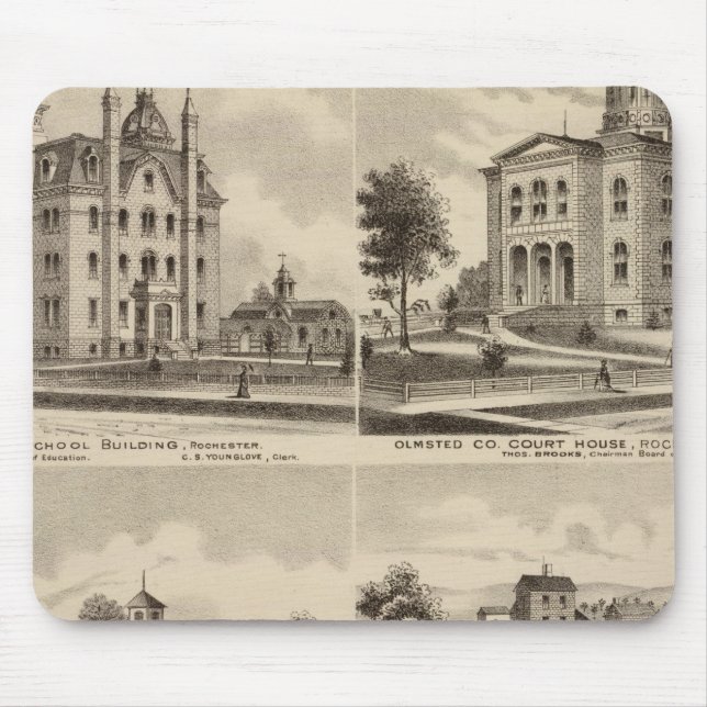 Öffentliche Schule, Hofhaus, Minnesota Mousepad (Vorne)