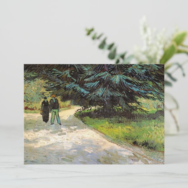 Öffentlicher Garten mit Couple von Vincent van Gog Einladung (Stehend Vorderseite)