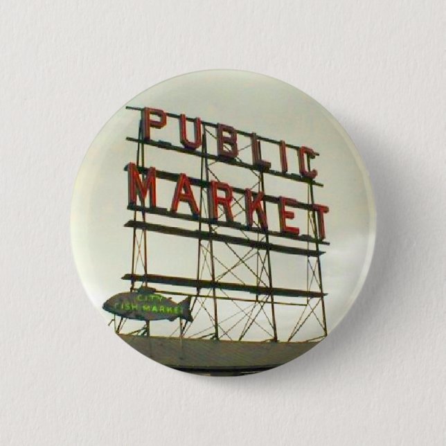 Öffentlicher Markt in Seattle, WA Button (Vorderseite)