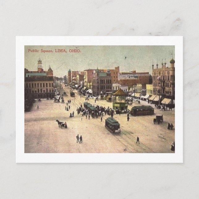 Öffentlicher Platz, Lima, Ohio Vintag Postkarte (Vorderseite)