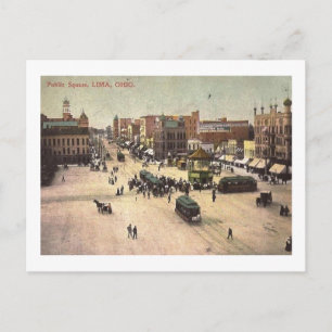 Öffentlicher Platz, Lima, Ohio Vintage Postkarte
