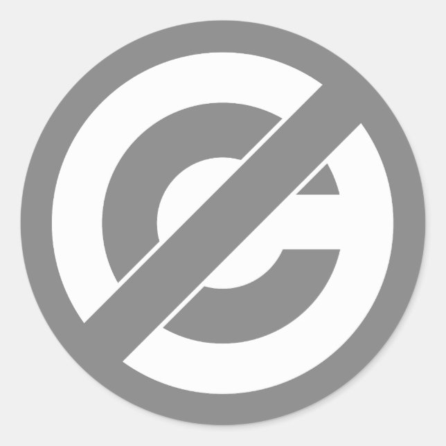 Öffentliches Domain-Anti-Copyright-Symbol Runder Aufkleber (Vorderseite)