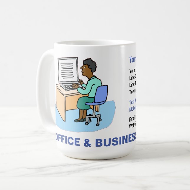 Office & Business Services mit Black Female. Kaffeetasse (Vorderseite Links)