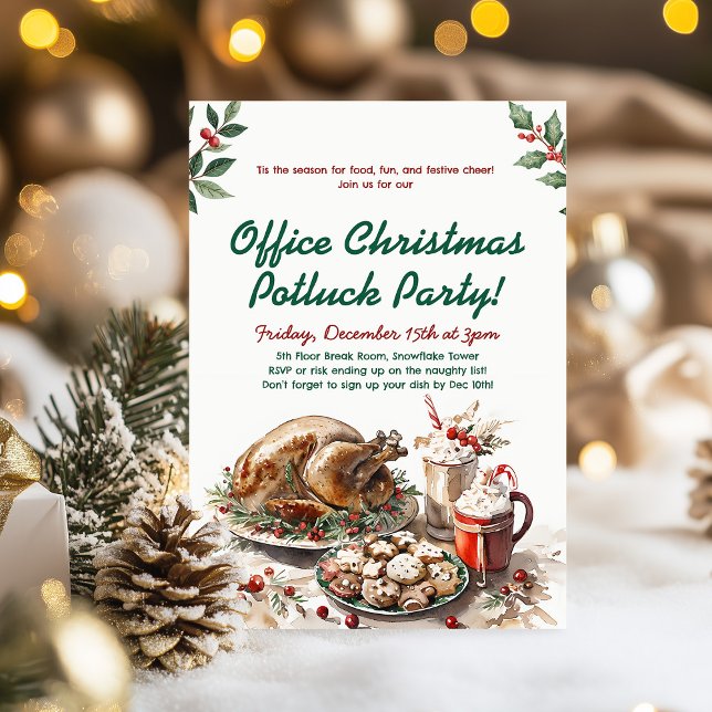 Office Christmas Potluck Holiday Party Einladung (Von Creator hochgeladen)