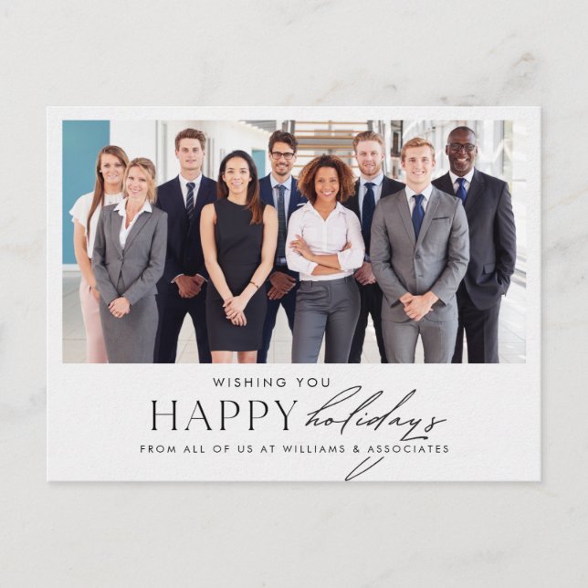 Office Foto Happy Holidays Postkarte (Vorderseite)