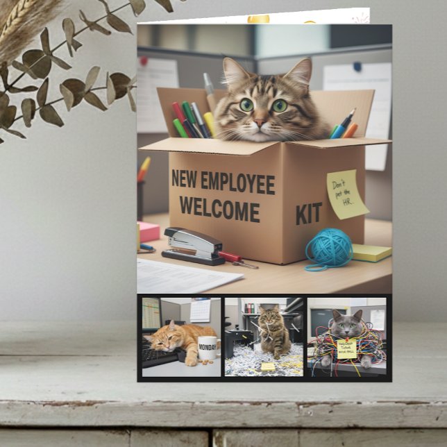 Office Fun Cats Photo Card, Business Cat Karte (Office Cats Photo Card / customize inside)