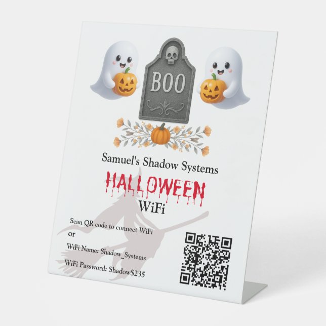 Office Halloween Wifi QR Code Scan zum Verbinden Sockelschild (Vorderseite)
