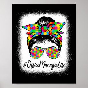 Office Manager Messy Bun Unterstützung Autismus Aw Poster