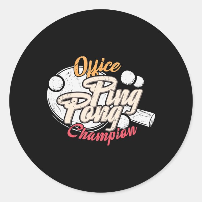 Office Ping Pong Champion Runder Aufkleber (Vorderseite)
