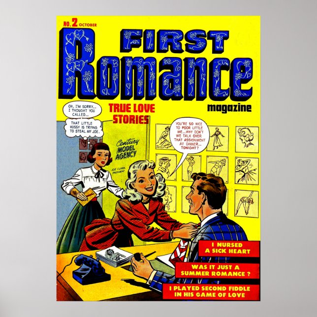 Office Romance Lady in Red Vintag Comic Poster (Vorne)