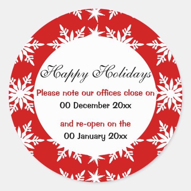 Office schließt Weihnachtsfeiertage Runder Aufkleber (Vorderseite)
