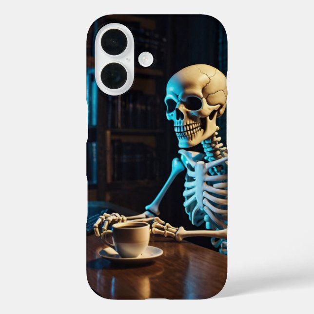 Office Skeleton iPhone 16 Hülle (Rückseite)