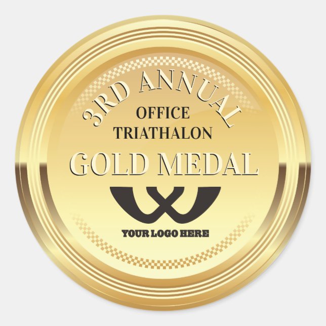 Office-Sportteam Gebäude Imitate Goldmedaillengewi Runder Aufkleber (Vorderseite)