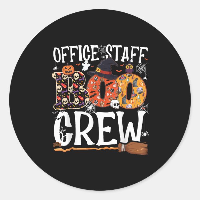 Office Staff Boo Crew Funny Halloween Matching Cos Runder Aufkleber (Vorderseite)