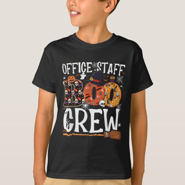 Office Staff Boo Crew Funny Halloween Matching Cos T-Shirt (Vorderseite)