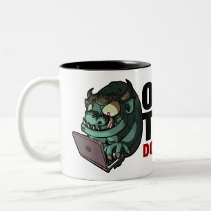 Office Troll Füttre nicht! Internet Troll Cartoon Zweifarbige Tasse