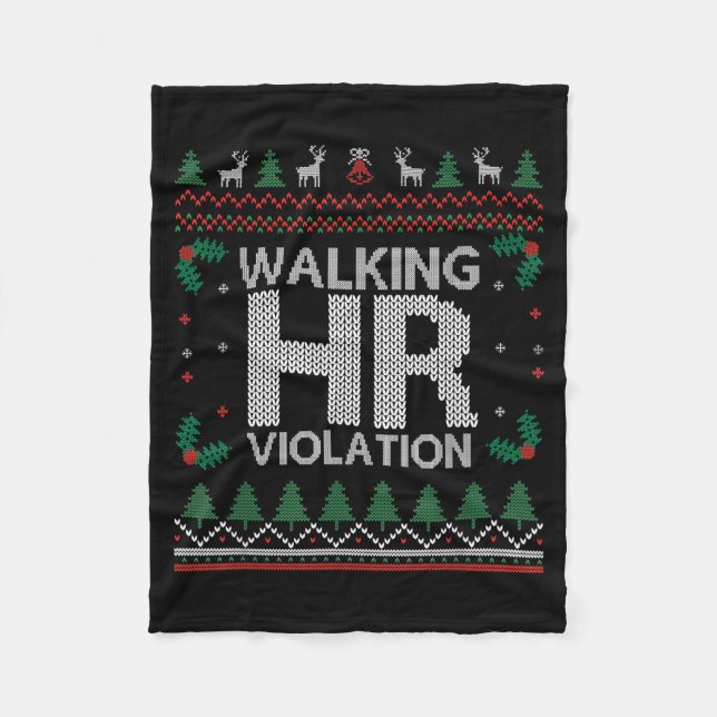Office Ugly Christmas Funny Walking Hr Violation W Fleecedecke (Vorderseite)