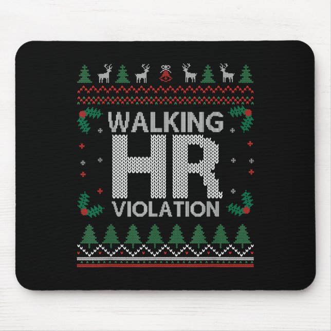 Office Ugly Christmas Funny Walking Hr Violation W Mousepad (Vorne)