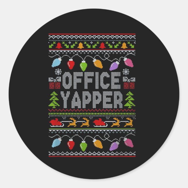 Office Yapper Ugly Sweater Christmas  Runder Aufkleber (Vorderseite)