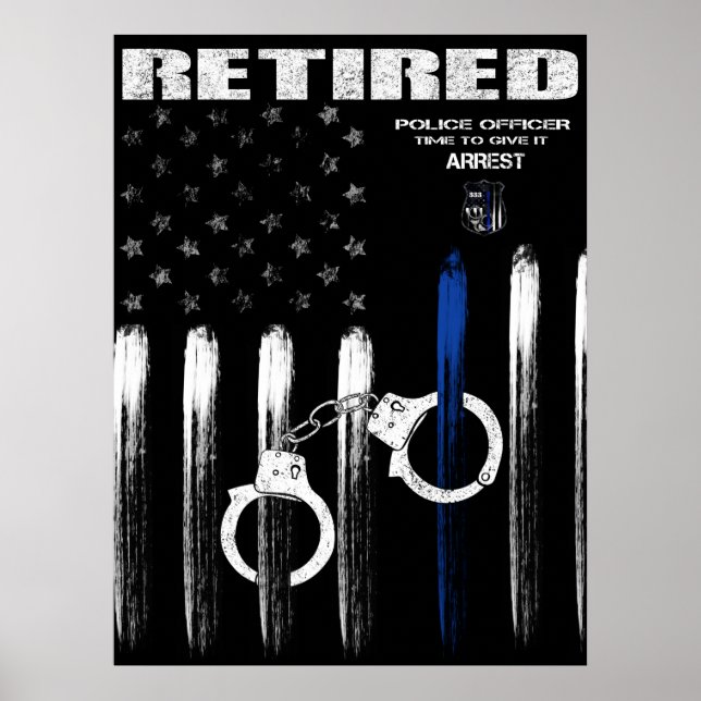 Officer Thin Blue Line Remüde Poster (Vorne)