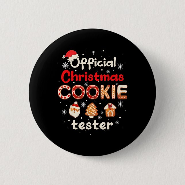 Official Christmas Cookie Tester Taster King Crew  Button (Vorderseite)