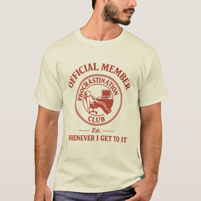 Official Member – Procrastination Club T-Shirt (Vorderseite)